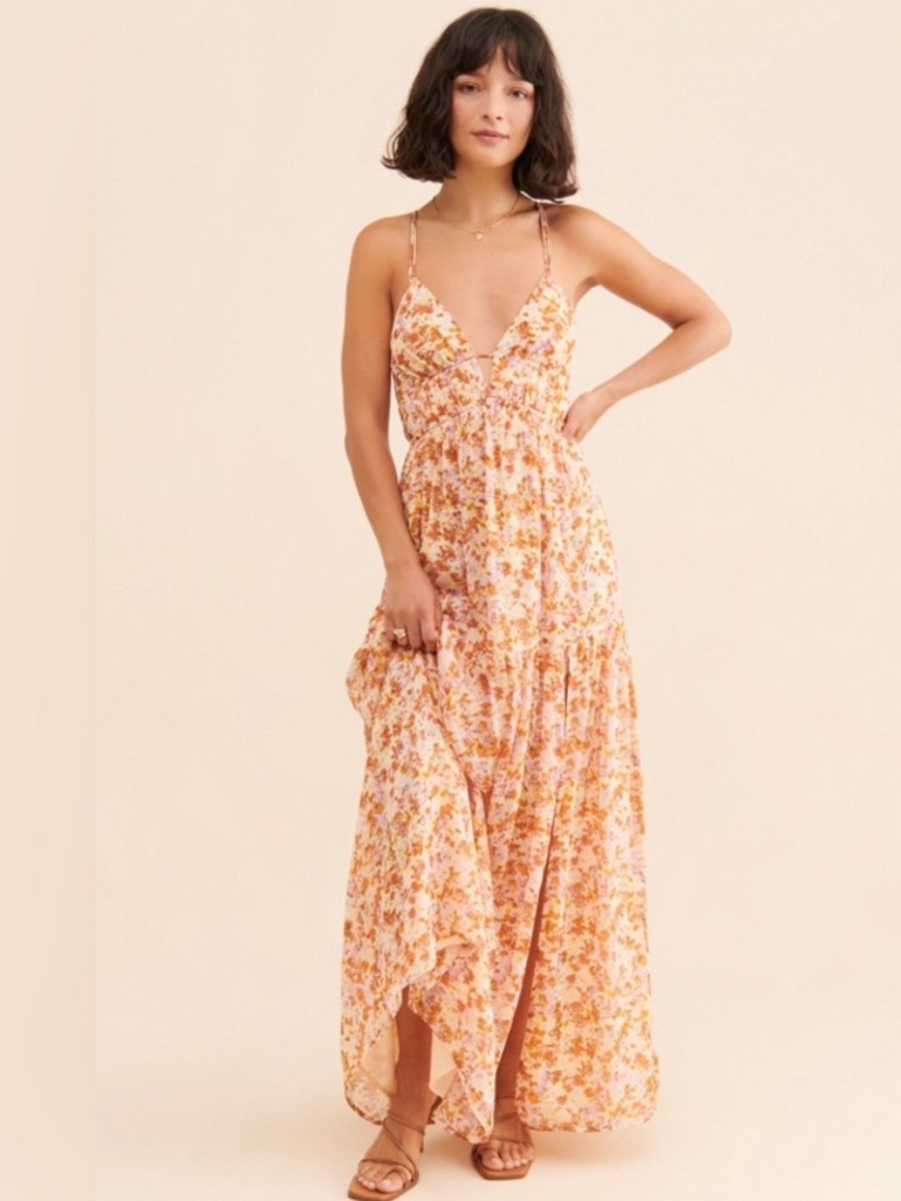 Astr The Label Revolve NWT Ryliana Goddess Dress Rust And Lilac Backless L